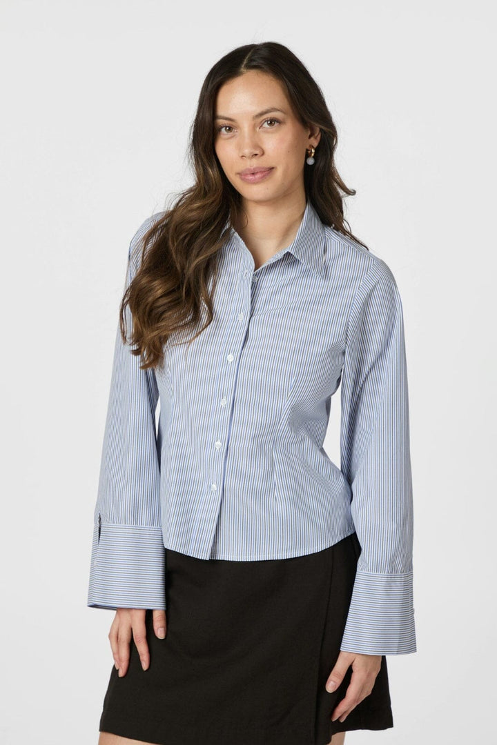 Neo Noir - Rosa Double Stripe Shirt 166145 - 145 - Light Blue