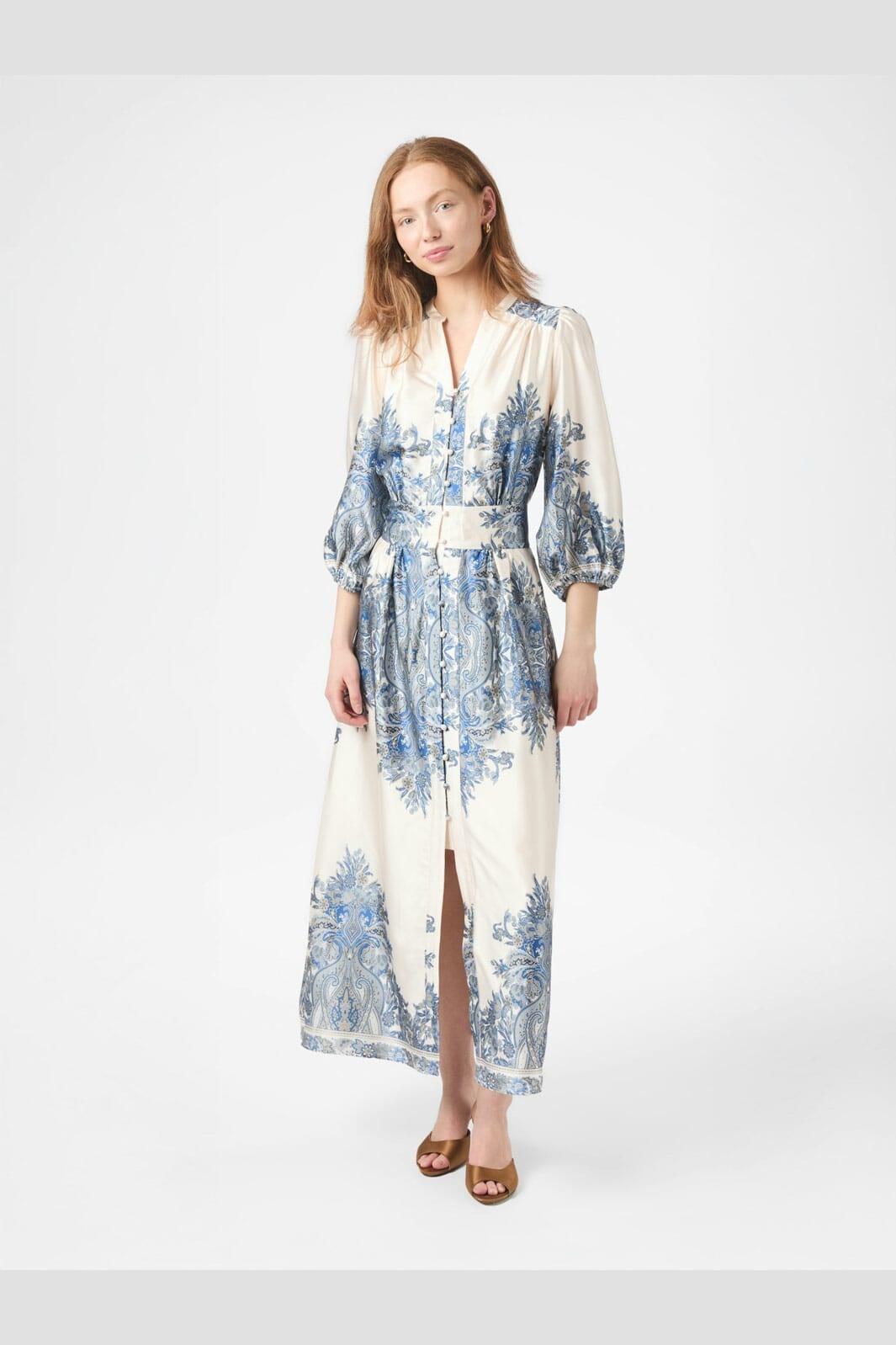Neo Noir - Stellar Paisley Border Dress 166359 - 348 - Ash Blue