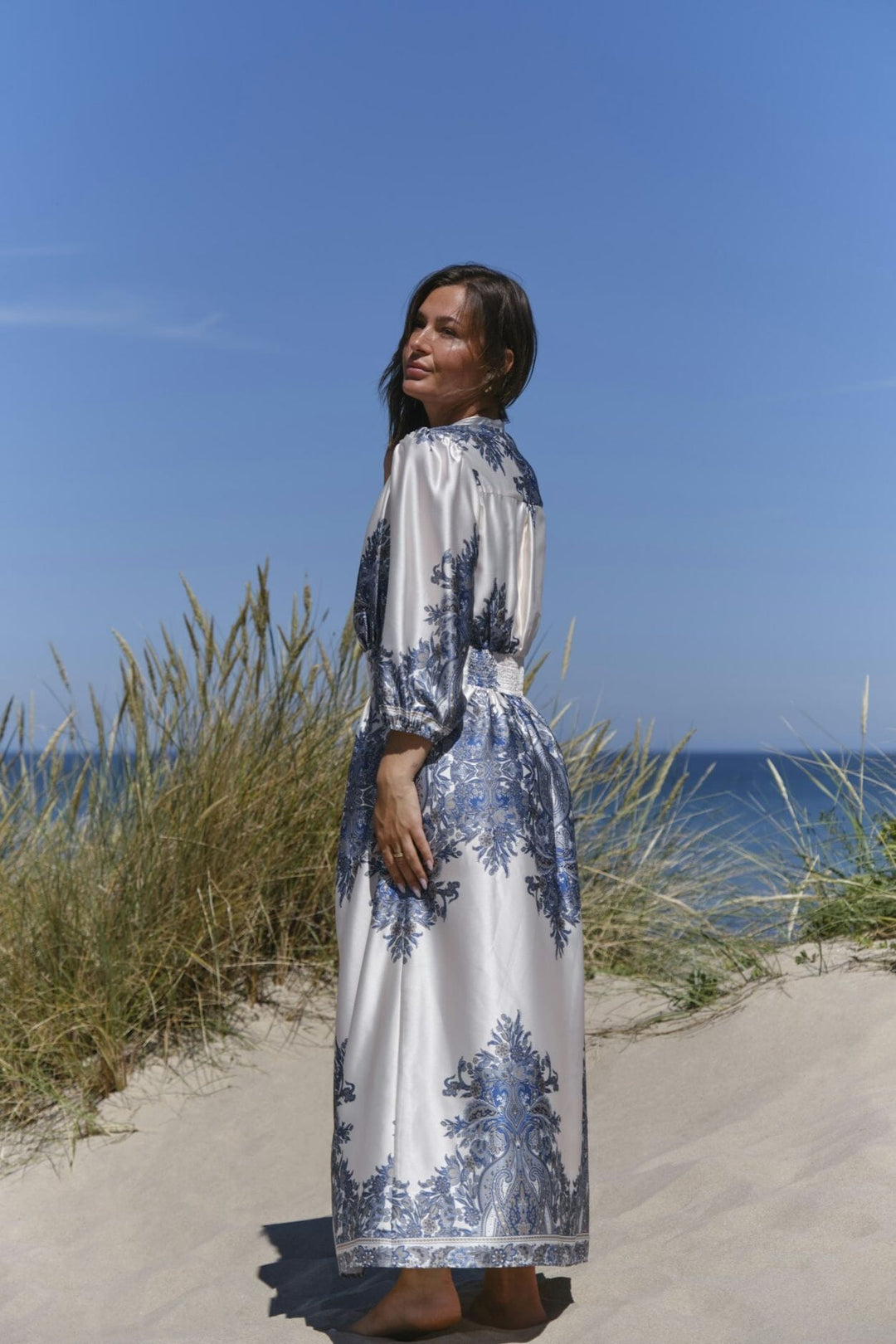 Neo Noir - Stellar Paisley Border Dress 166359 - 348 - Ash Blue Kjoler