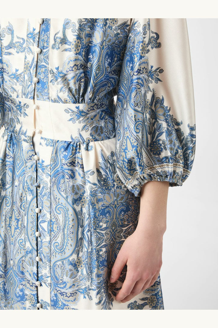 Neo Noir - Stellar Paisley Border Dress 166359 - 348 - Ash Blue