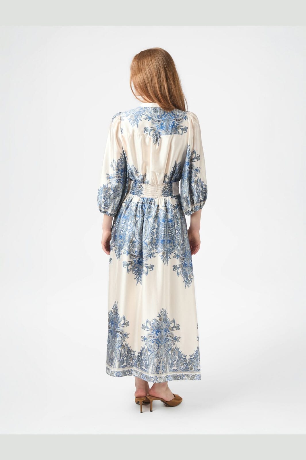 Neo Noir - Stellar Paisley Border Dress 166359 - 348 - Ash Blue