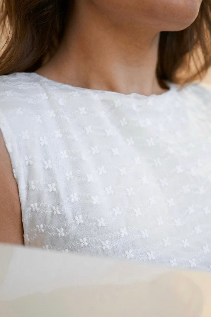 Neo Noir - Valinita Mesh Flower Dress 164904 - 120 - White Kjoler