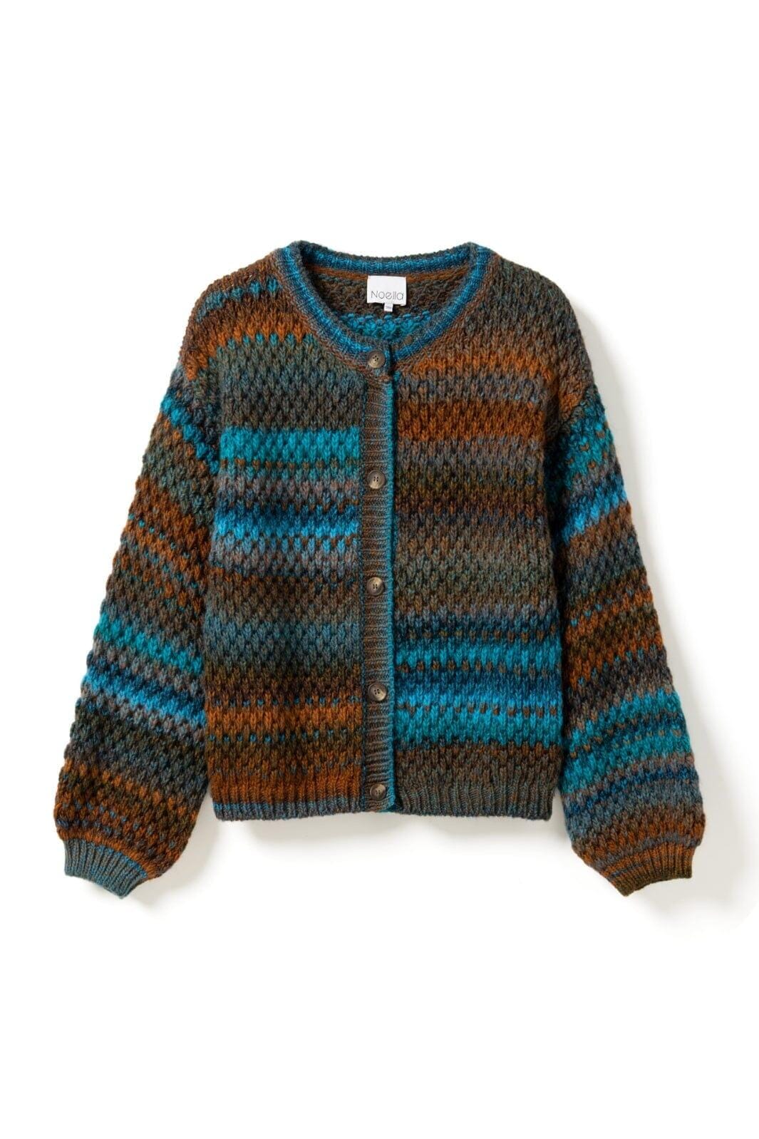 Noella - Kae Knit Cardigan 10870001 - 1375 - Turqouise Brown Mix Cardigans