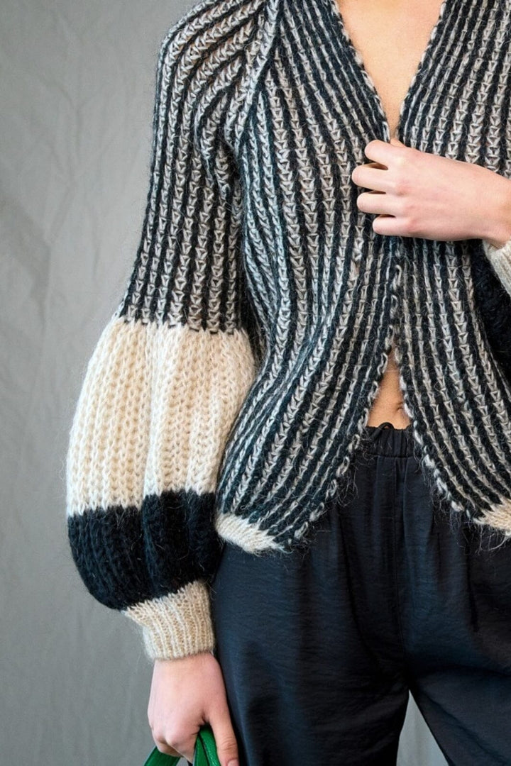 Noella - Liana Knit Cardigan - Cream/Black Cardigans
