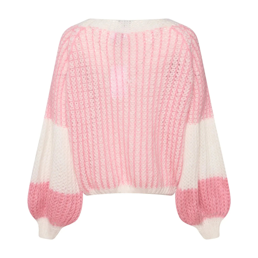 Noella - Liana Knit sweater - White/Rose Strikbluser
