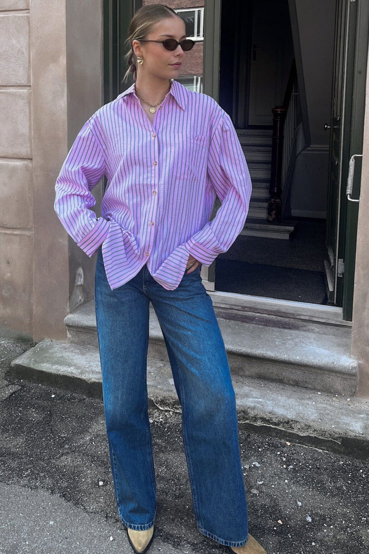Noella - Marlon Stripe Shirt 14770001 - 1424 - Daffy Pink Stripe Skjorter