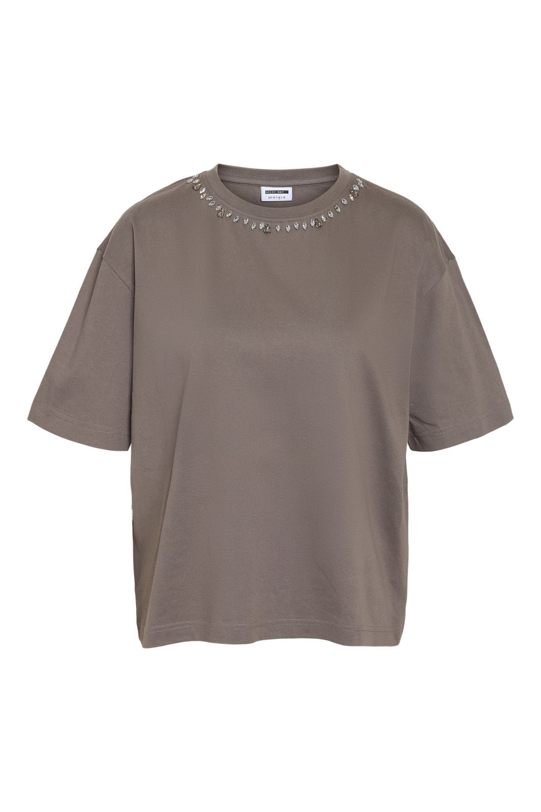 Noisy May - Nmbelle S/S Simili T-Shirt Fwd - 4865620 Charcoal Gray Neck Simili