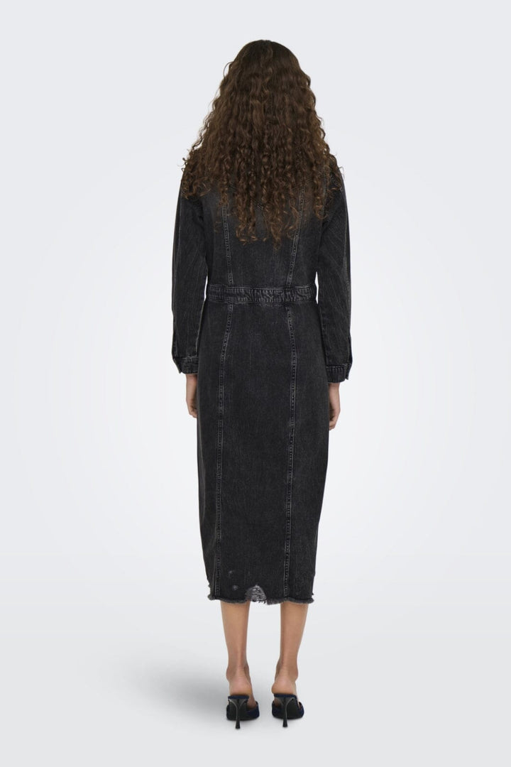 Only - Onlbroadway Ls Long Dress Red Akm - 4596262 Grey Denim Kjoler