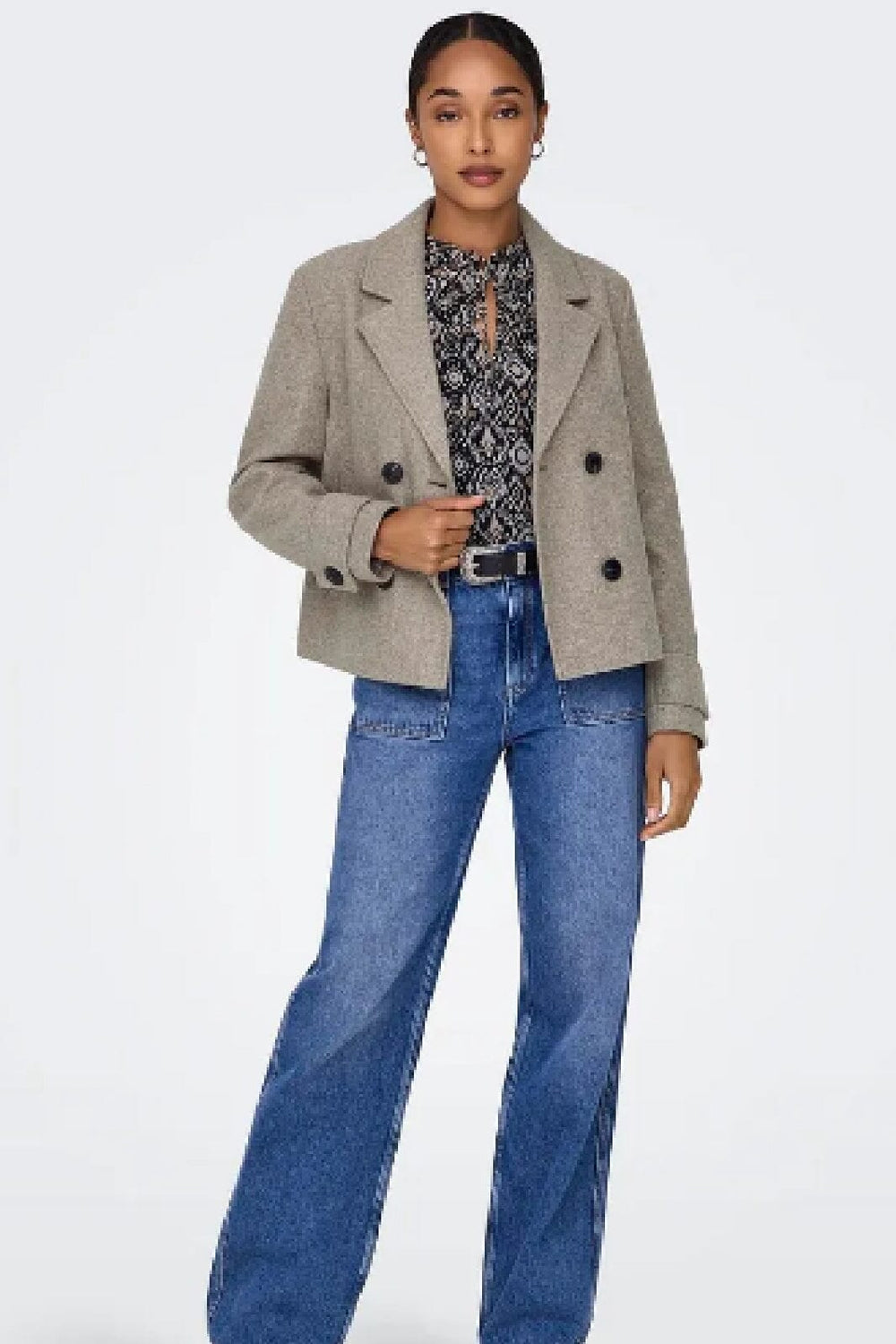 Only - Onlfreja Life Short Db Jacket - 4475418 Mocha Meringue Melange Jakker