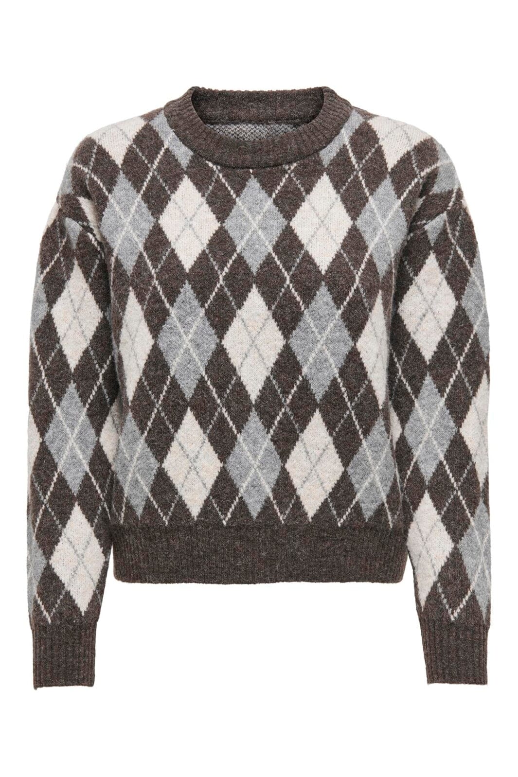 Only - Onlharly Life Ls O-Neck Pullover Knt - 4971828 Coffee Bean Soft Chambray/Birch