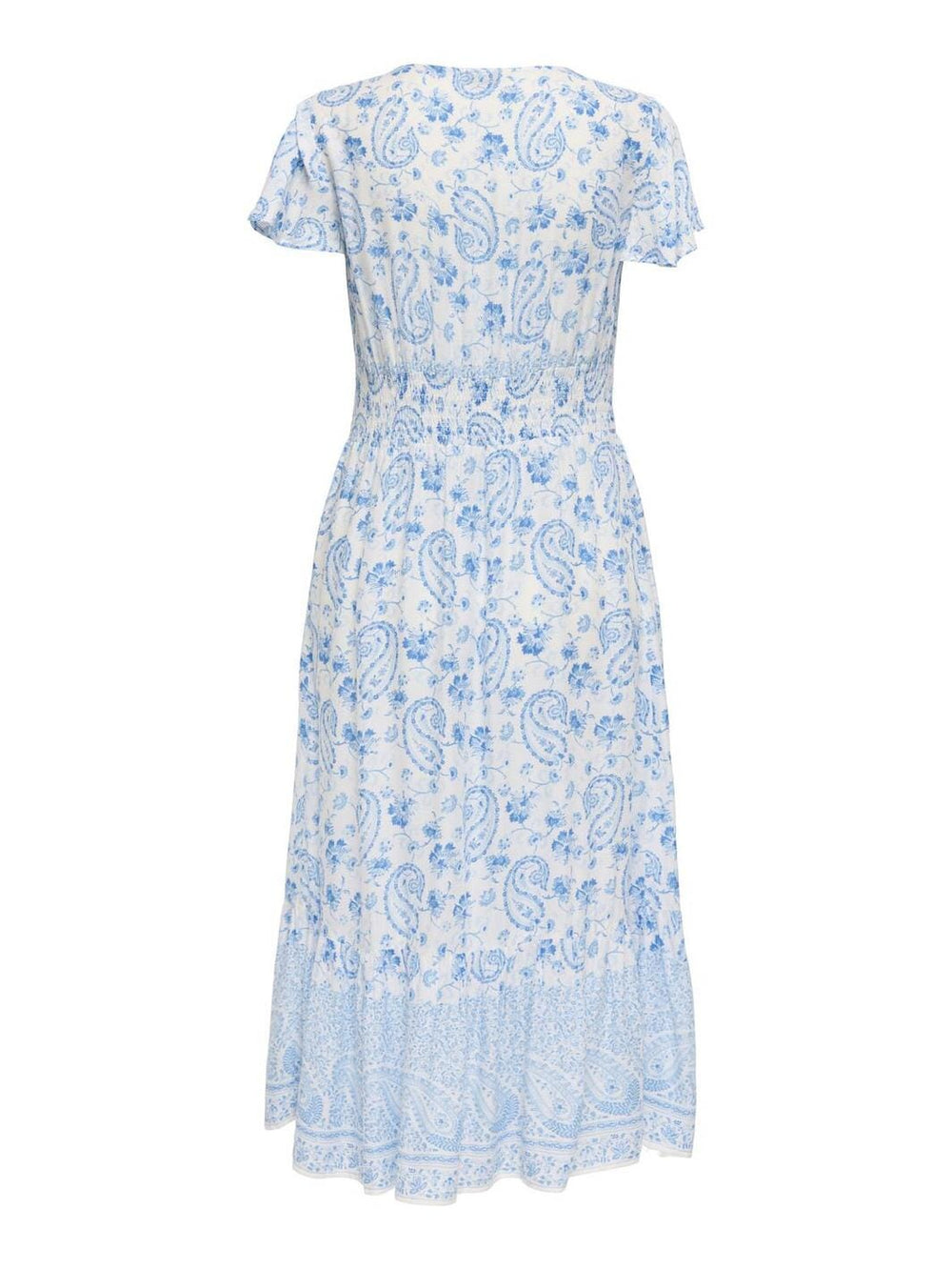 Only - Onlmarianne Life S/S Midi Dress - 4846943 Cloud Dancer Blue Paisley