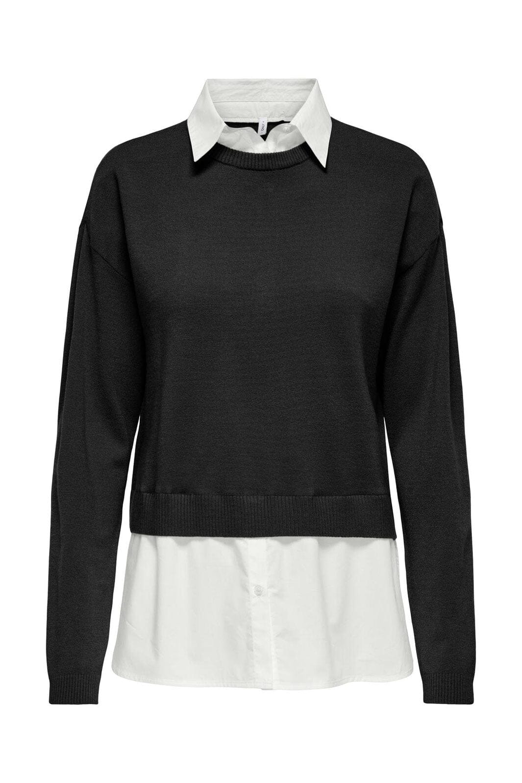 Only - Onlpayson Ls Mix Pullover Knt - 4894556 Black Cloud Dancer Woven