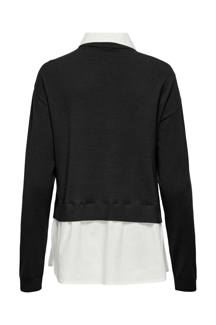 Only - Onlpayson Ls Mix Pullover Knt - 4894556 Black Cloud Dancer Woven