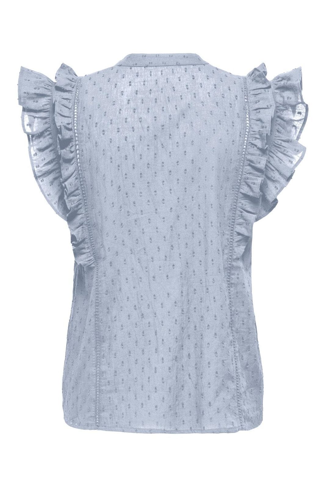 Only - Onlraina S/L V-Neck Ruffle Top Ox - 4925992 Soft Chambray