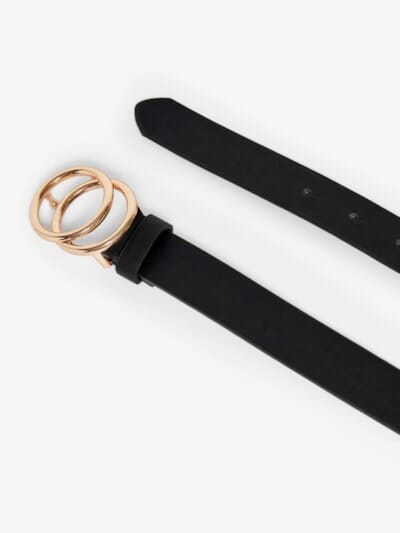 Only - Onlrasmi Faux Leather Jeans Belt - 3310097 Black Black/ Shiny Gold Buckle Bælter