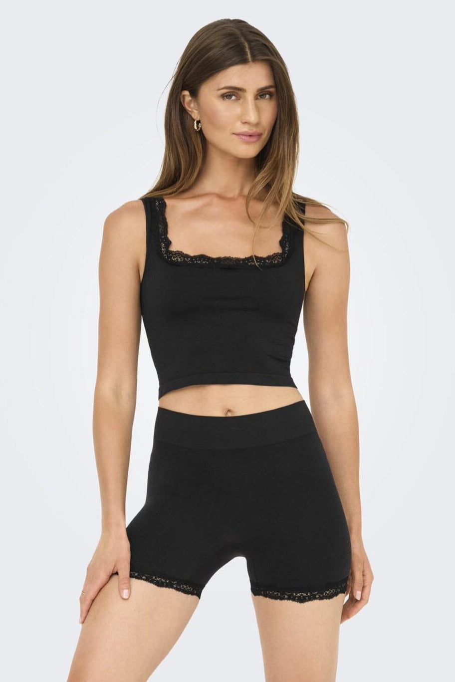 Only - Onlvicky Lace Singlet Square Neck Acc - 4816311 Black