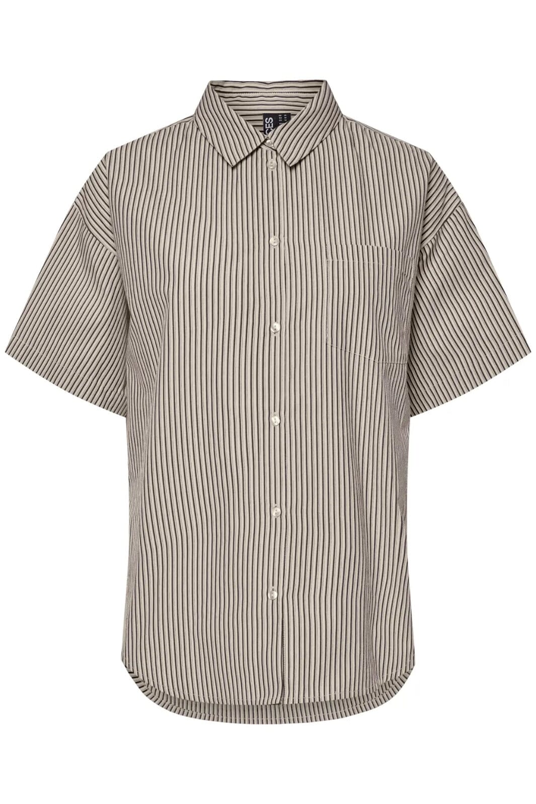 Pieces - Pcfemme Ss Loose Shirt - 4900771 Birch Delicioso Skjorter
