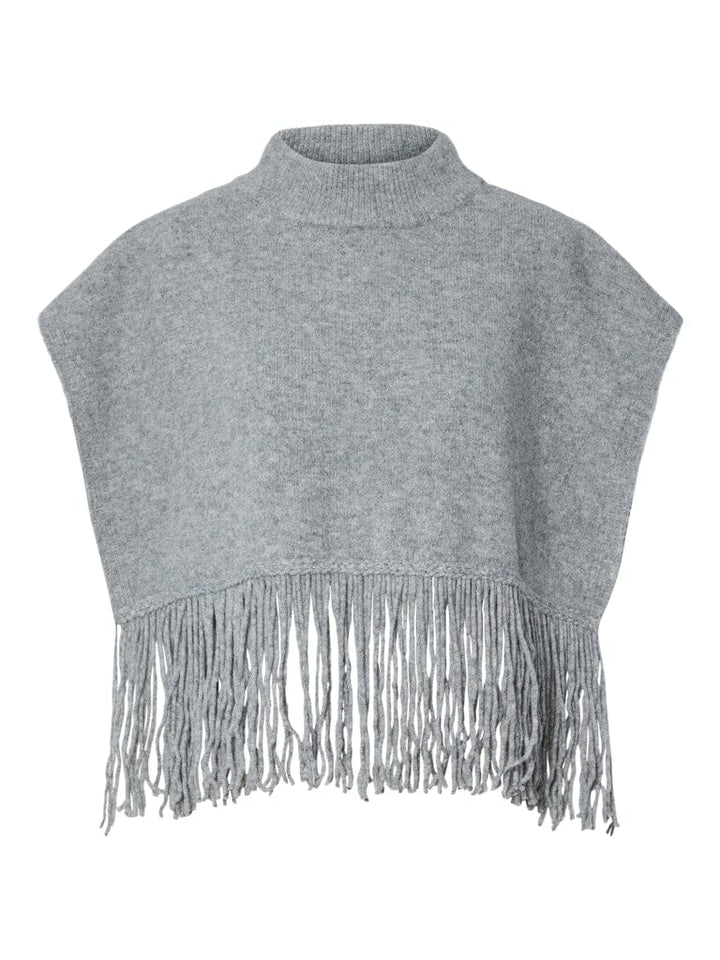 Pieces - Pcjulle Poncho - 4835307 Light Grey Melange Ponchoer