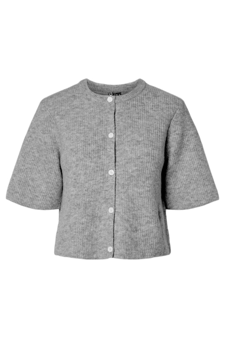 Pieces - Pcsilly Ss O-Neck Knit Cardigan - 4861139 Medium Grey Melange