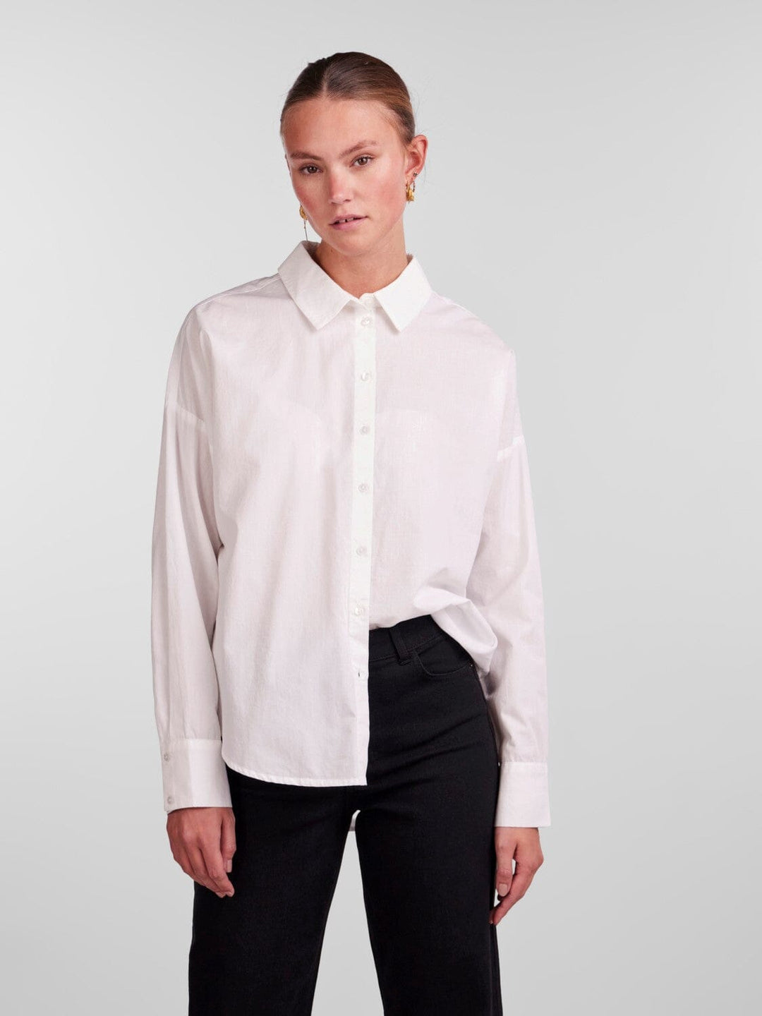 Pieces - Pctanne Ls Loose Shirt - 4121209 Cloud Dancer Skjorter