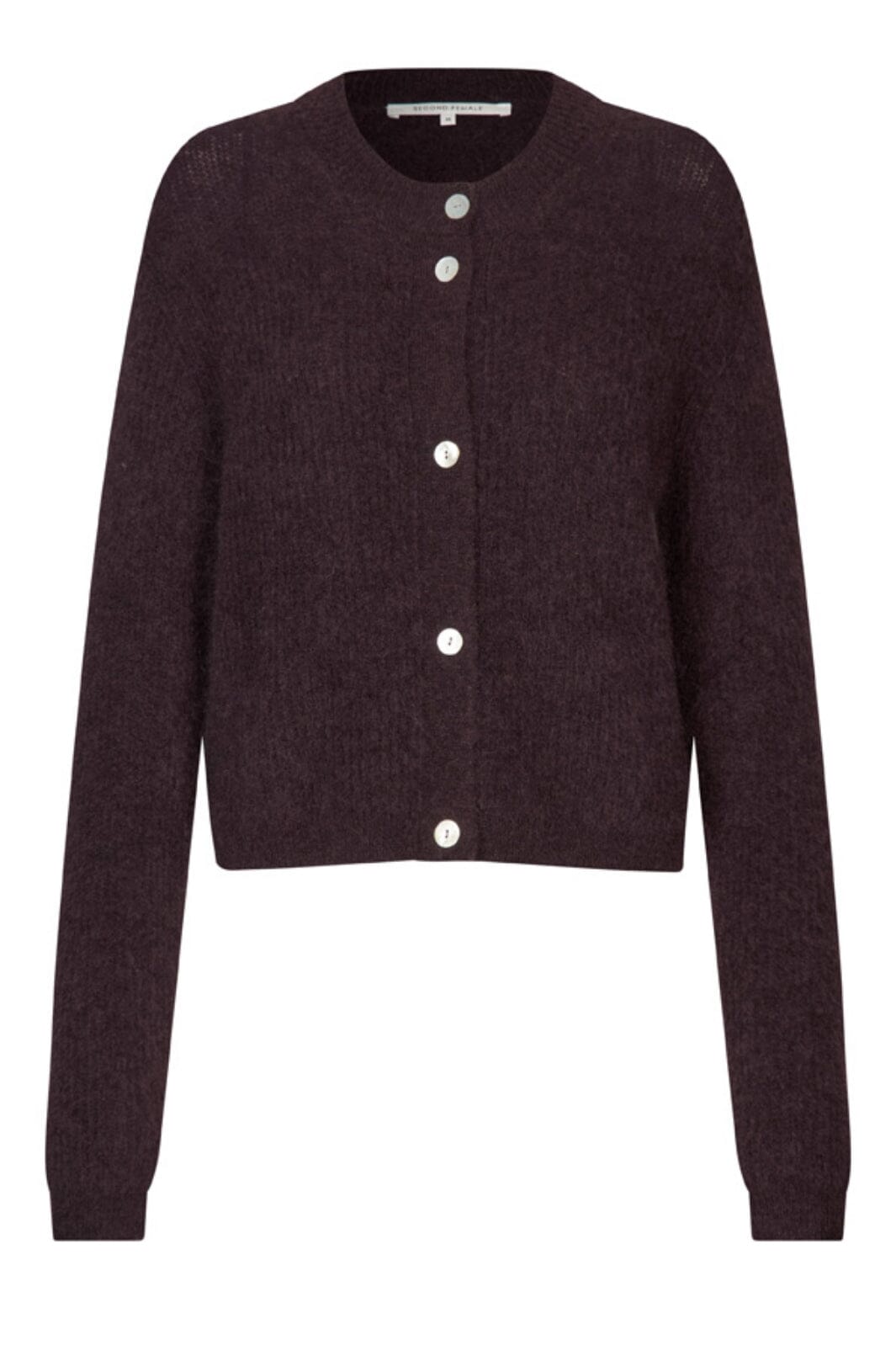 Second Female - Andrea Knit Rib LS Cardigan 60126 - 6021 Chocolate Plum