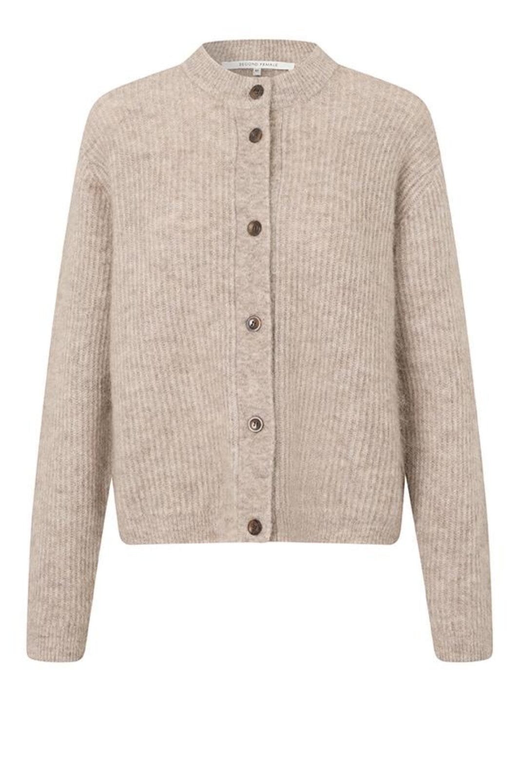 Second Female Brook Knit Rib Cardigan 57878 Beige Melange