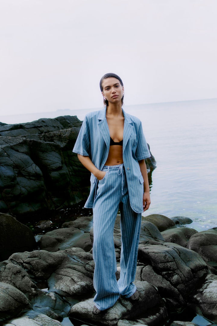 Second Female - Layne SS Blazer 59762 - Light blue denim 5996 Blazere