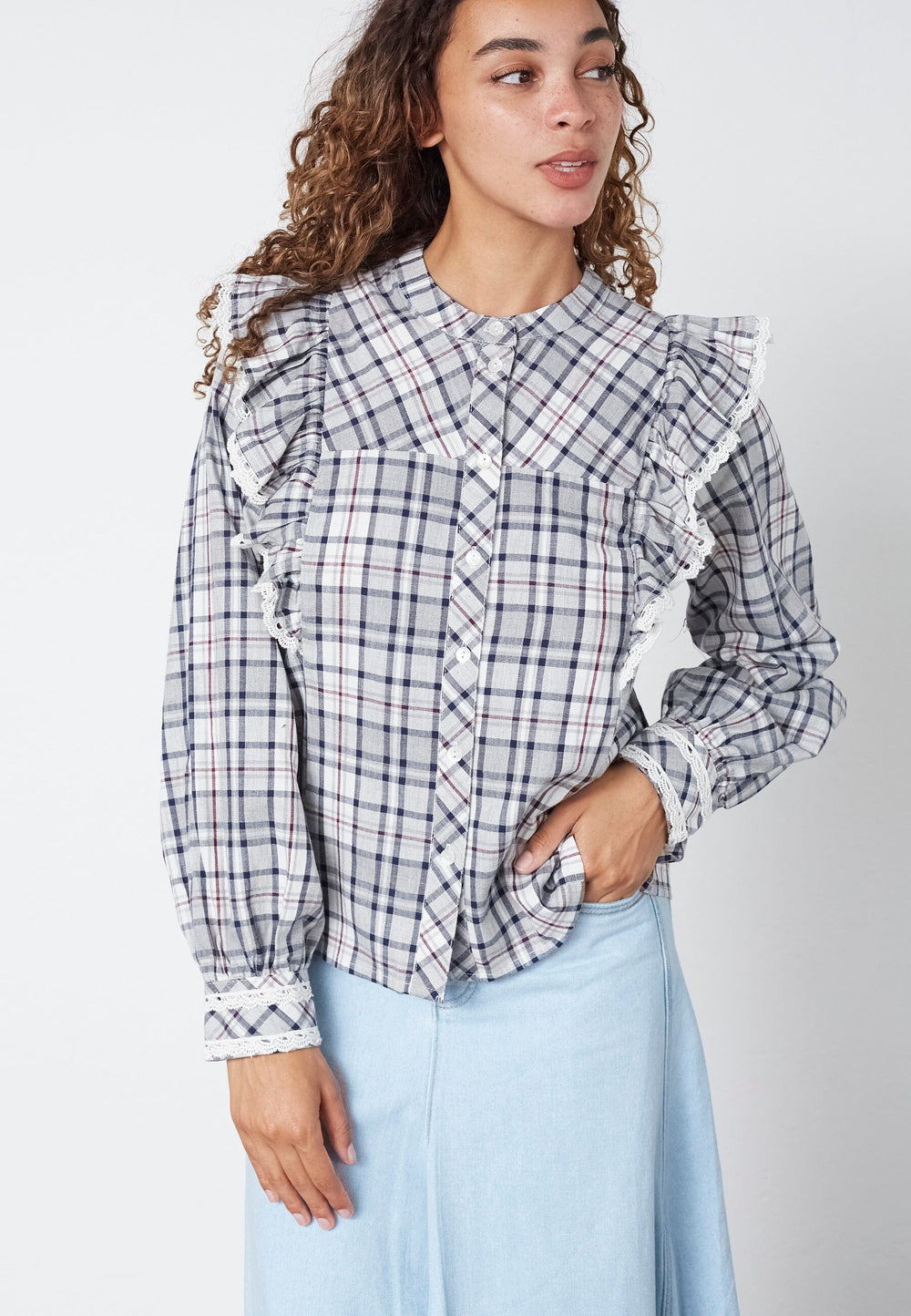 Sisters Point - Ulima-Sh 19097 - 053 - Grey/Check Skjorter