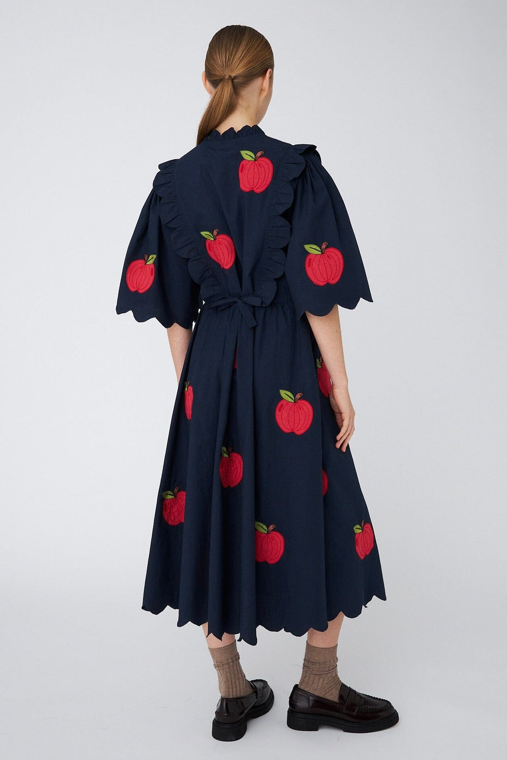 Stella Nova - Embroidered Midi Dresspo53-4352 - 395 Navy Kjoler