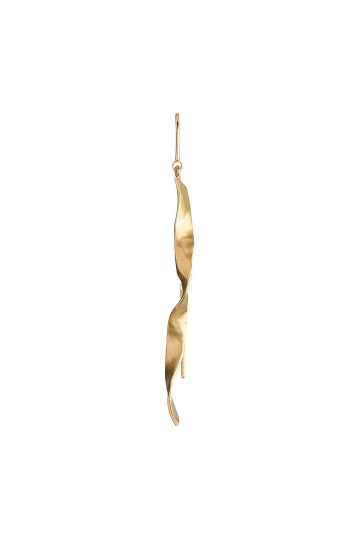 Stine A - Long Twisted Hammered Earring With Chain Gold - 1188-02-S Øreringe