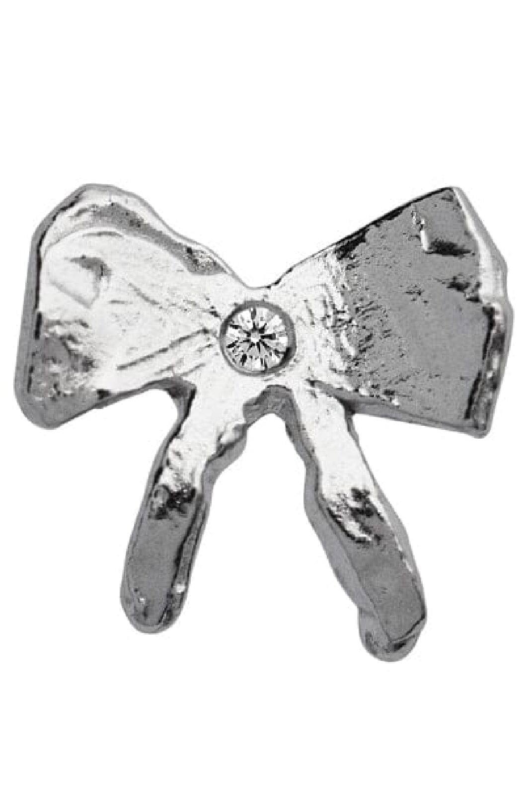 Stine A - Petit Bow Earring With Stone Silver - Single - 1344-00-S Øreringe