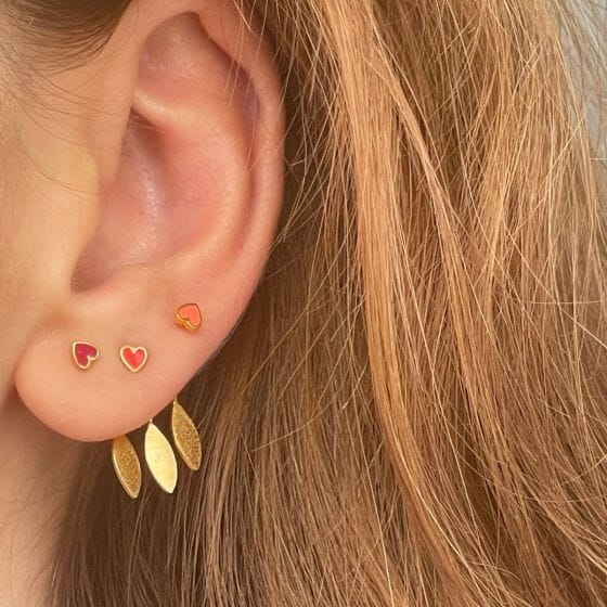 Stine A - Petit Love Heart Earring Gold - 1181-02 - Burgundy Øreringe