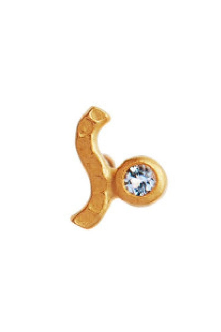 Stine A - Petit Wave Earring Gold With Stone - Light Blue - 1222-02-S-Light Blue Øreringe