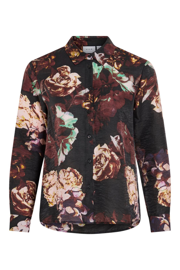 Vila - Virosanna Rosi L/S Loose Shirt - 4866405 Black Beauty Rosi