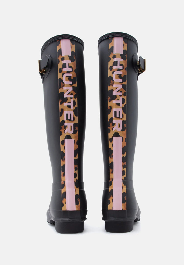 Hunter - Womens Original Tall Leopard Backstrap Hfrw0004261blk - Black