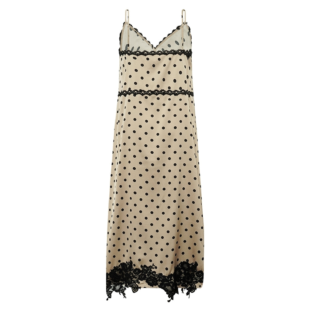 Gossia - Dahliago Mi Dress G3010 - Latte Black Dots