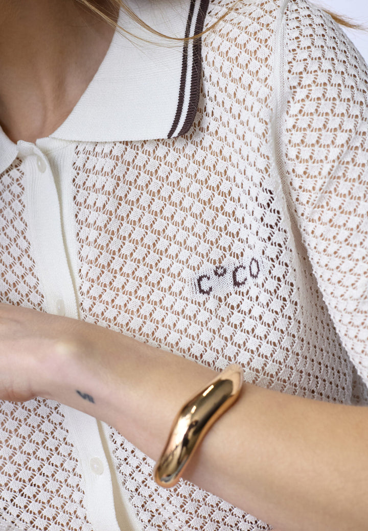 Co´Couture - Luecc Pointelle Ss Cardigan 42028 - 11 - Off White