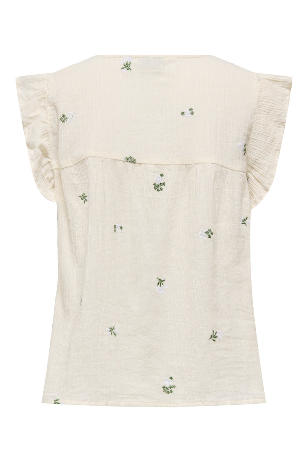 JDY - Jdyalba S/L Frill Shirt - 4941525 Cloud Dancer Embroidery