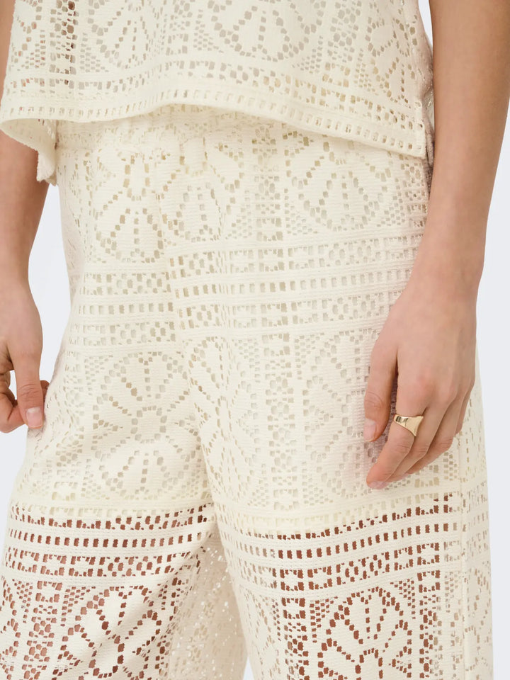 Only - Onllian Lace Wide Pants - 4990769 Birch