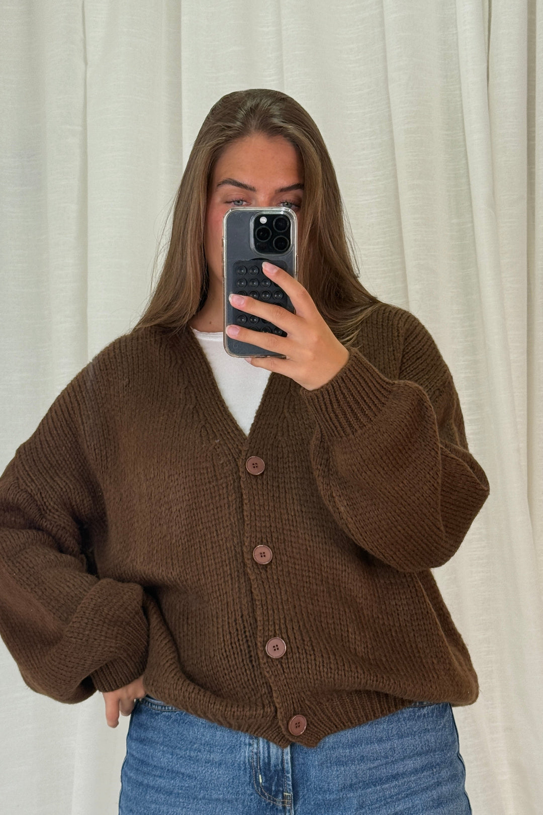 A-bee - Amelia Cardigan - Dark Brown