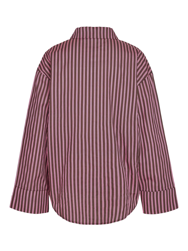 Noisy May - Nmfrida L/S Button Shirt Box - 5089197 Windsor Wine Begonia Pink/White