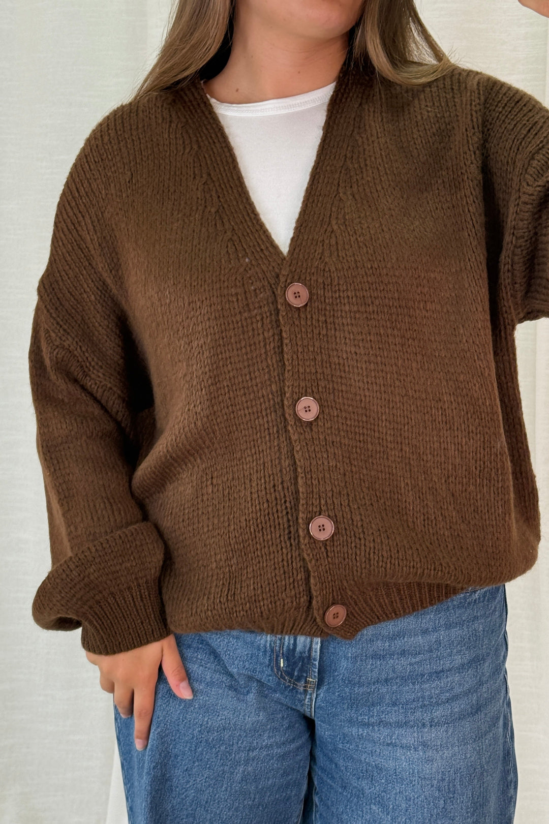 A-bee - Amelia Cardigan - Dark Brown