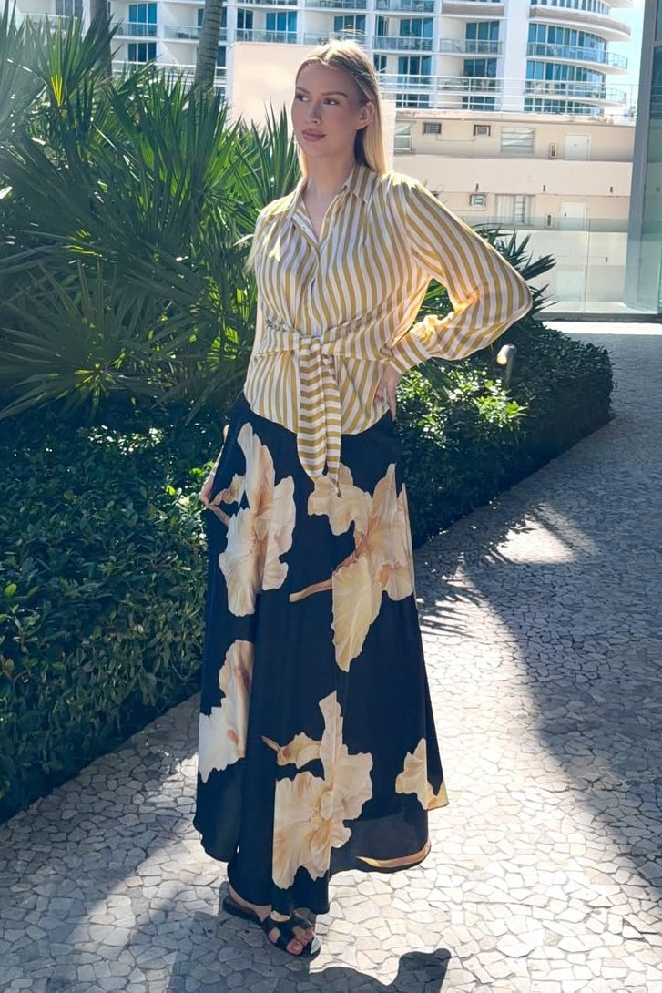 Karmamia - Savannah Skirt 2347 - Gold Maxi Flower