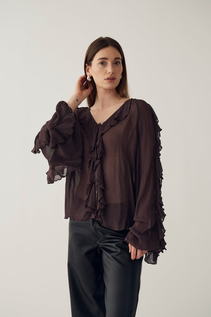 Noella - N-Merlynn Blouse 14230006 - 674 - Chocolate