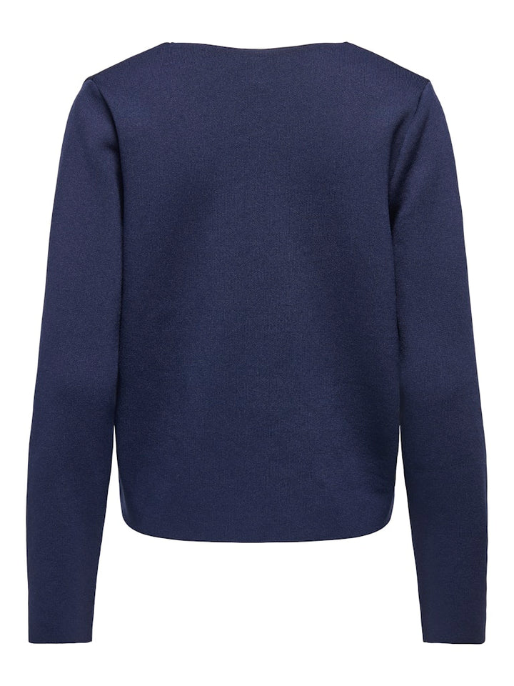 Only - Onlzali Ls V-Neck Button Cardigan Knt - 5081856 Night Sky Gold Buttons