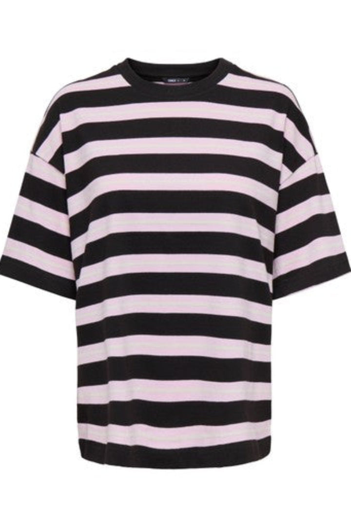 Only - Pglisa Stripe S/S Top - 5236444 Black Bean Pink Lady/ White Stripes