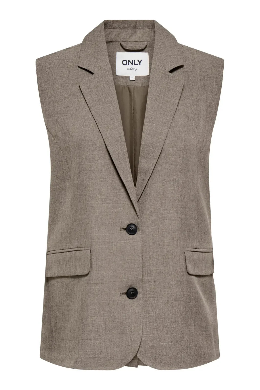 Only - Onllinda S/L Mel Oversize Waistcoat Tlr - 5090457 Major Brown Melange