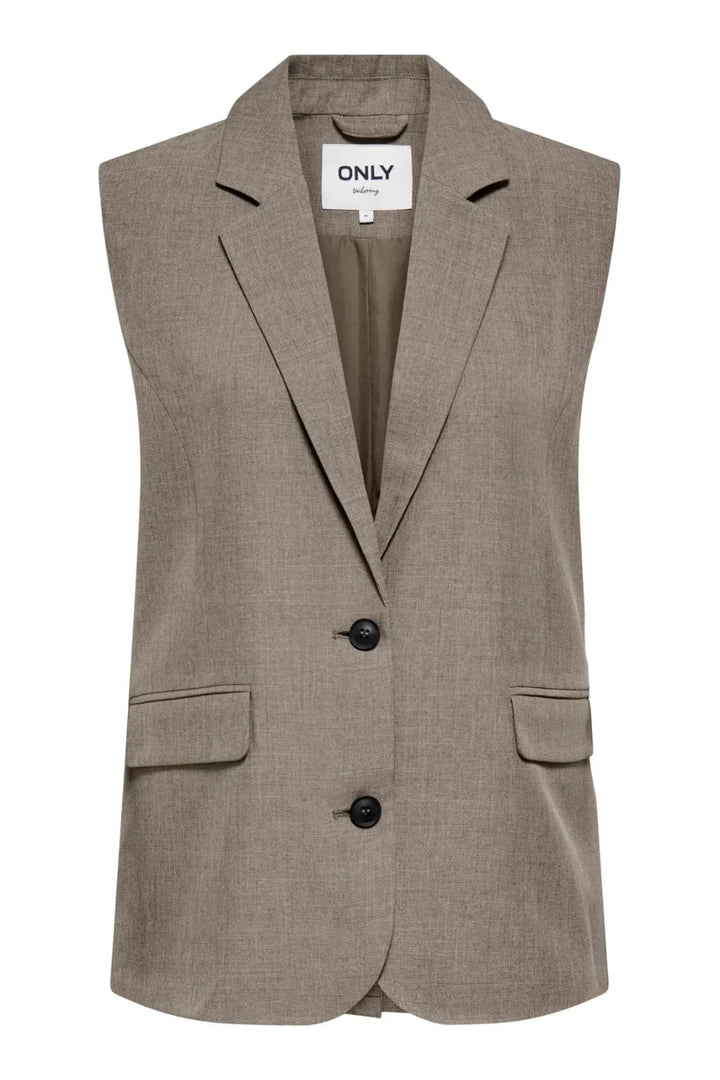 Only - Onllinda S/L Mel Oversize Waistcoat Tlr - 5090457 Major Brown Melange