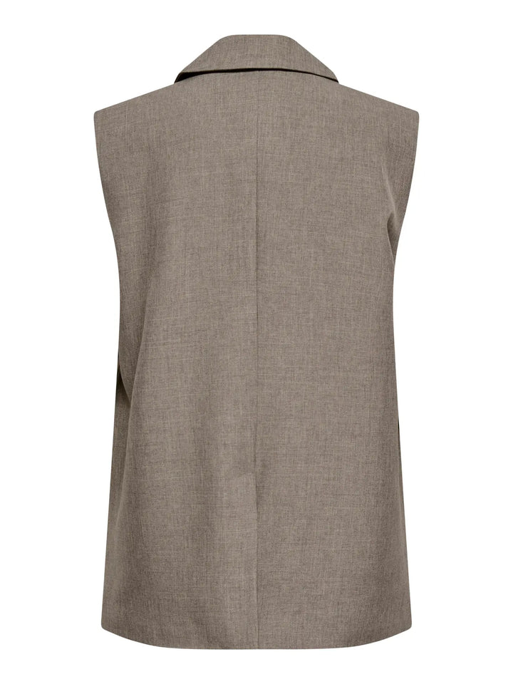 Only - Onllinda S/L Mel Oversize Waistcoat Tlr - 5090457 Major Brown Melange