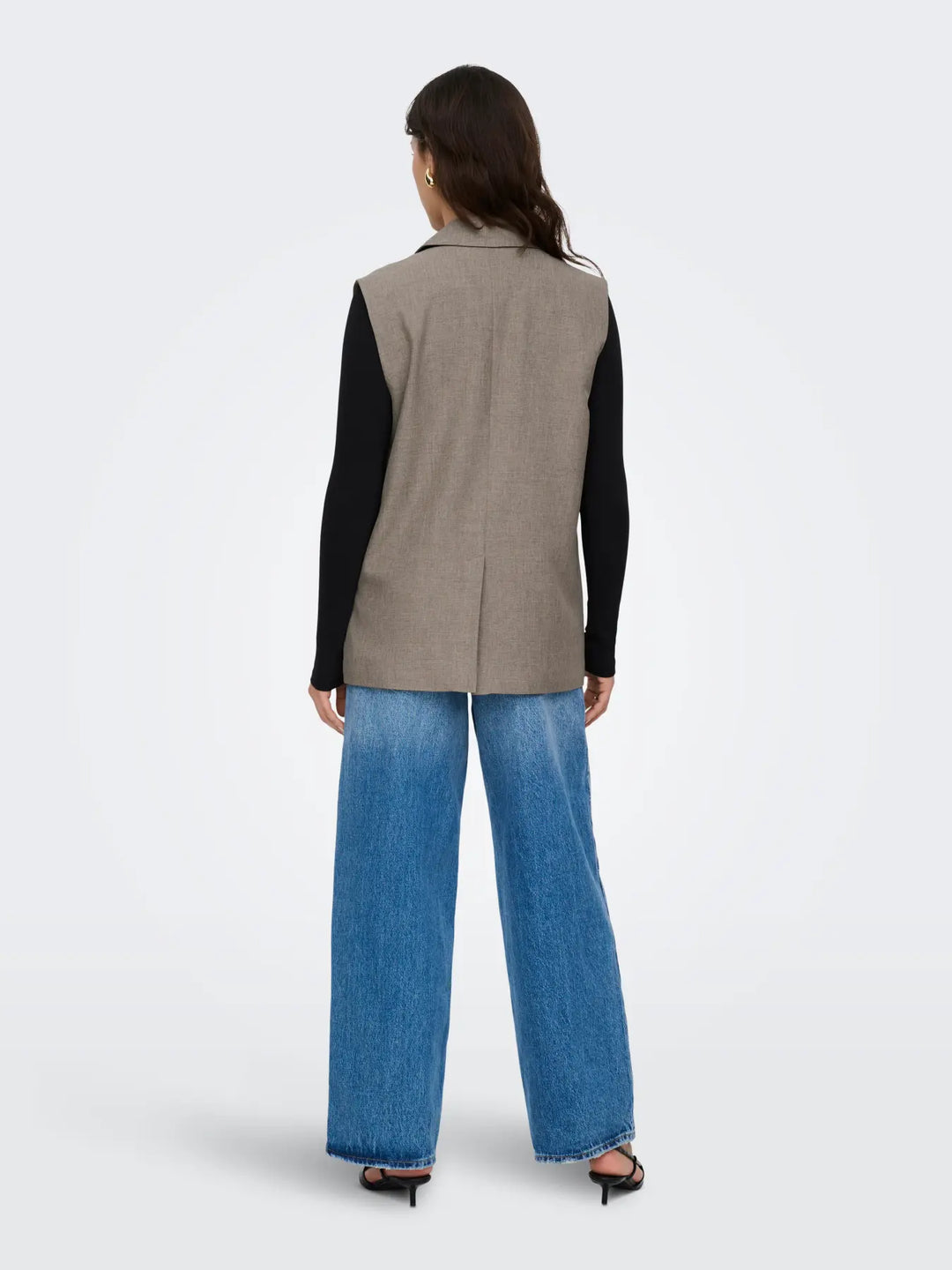 Only - Onllinda S/L Mel Oversize Waistcoat Tlr - 5090457 Major Brown Melange